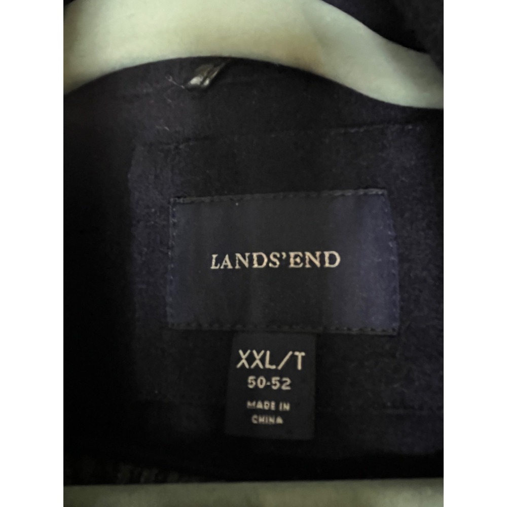 Lands End Mens XXL Tall Peacoat Navy Wool Blend Double Breasted Coat 50-52 - Picture 4 of 12